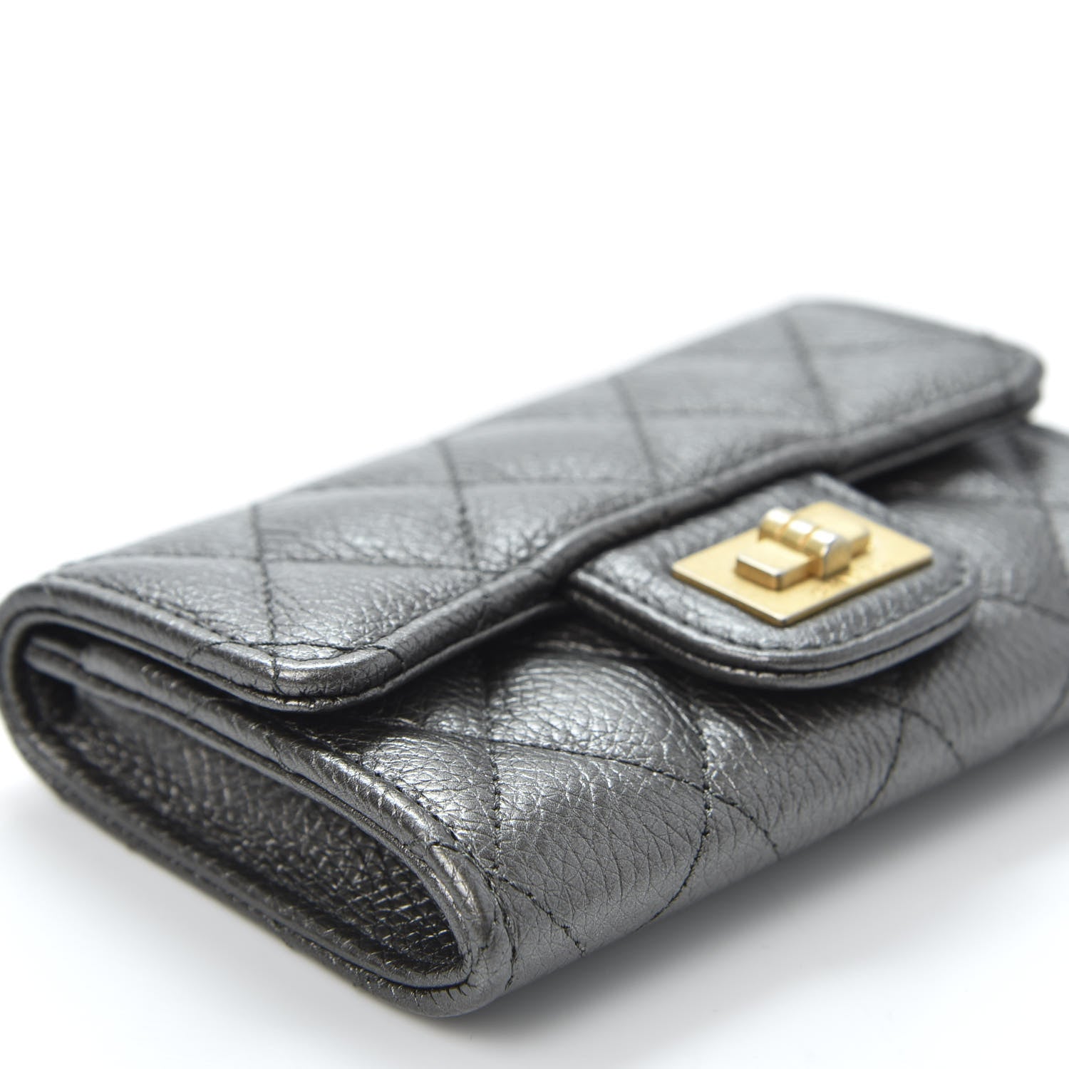Chanel Metallic Calfskin Quilted Reissue Flap Card Holder Grey 5 of 10