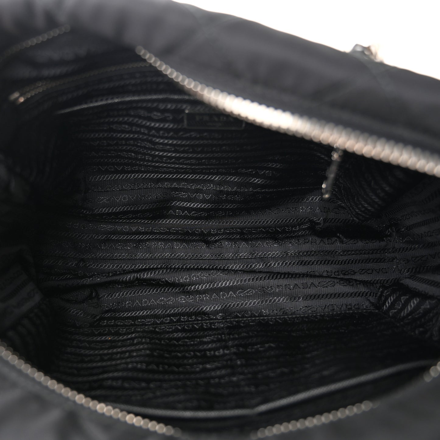 Nylon Tessuto Impuntu Quilted Shoulder Bag Black