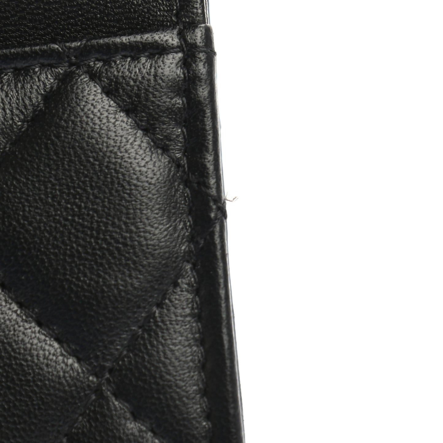 Lambskin Quilted Flap Card Holder Black