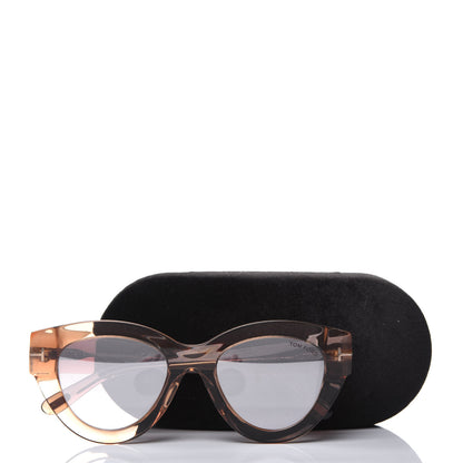 Tom Ford Acetate Slater Cat Eye Sunglasses TF658 Gold 8 of 8