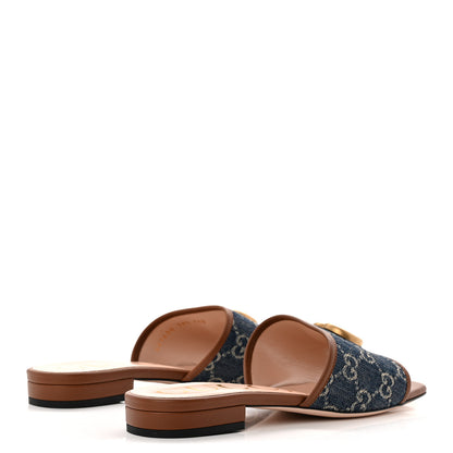 Gucci New Denim GG Monogram Miro Soft Calfskin Jolie Slide Sandals 38.5 Blue Tea Cuir Epilogue 4 of 10