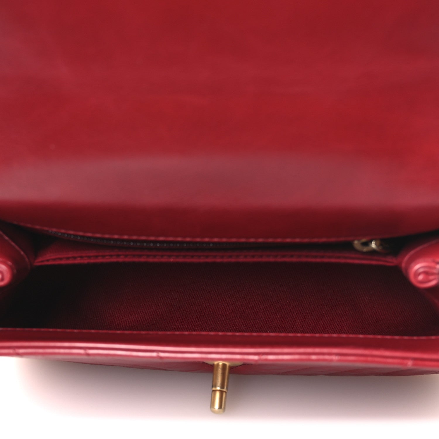 Chanel Aged Calfskin Chevron Quilted Mini Coco Handle Flap Red 5 of 11