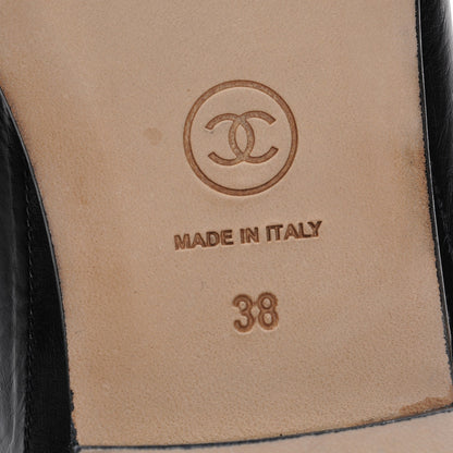 Chanel Eel Cap Toe Ballerina Flats 38 Black Beige 6 of 7