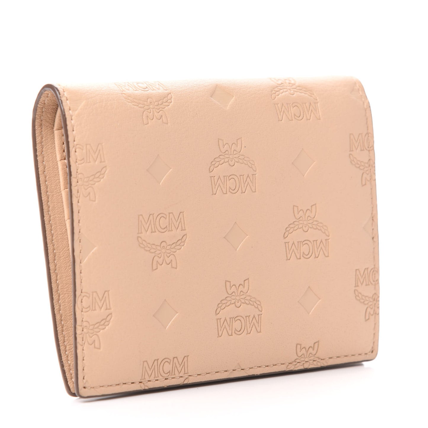Calfskin Ottomar Monogram Bi-Fold Wallet Beige