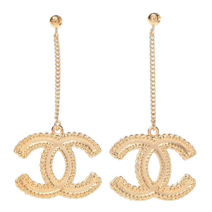 Chanel CC Drop Earrings Matte Gold 1 of 5