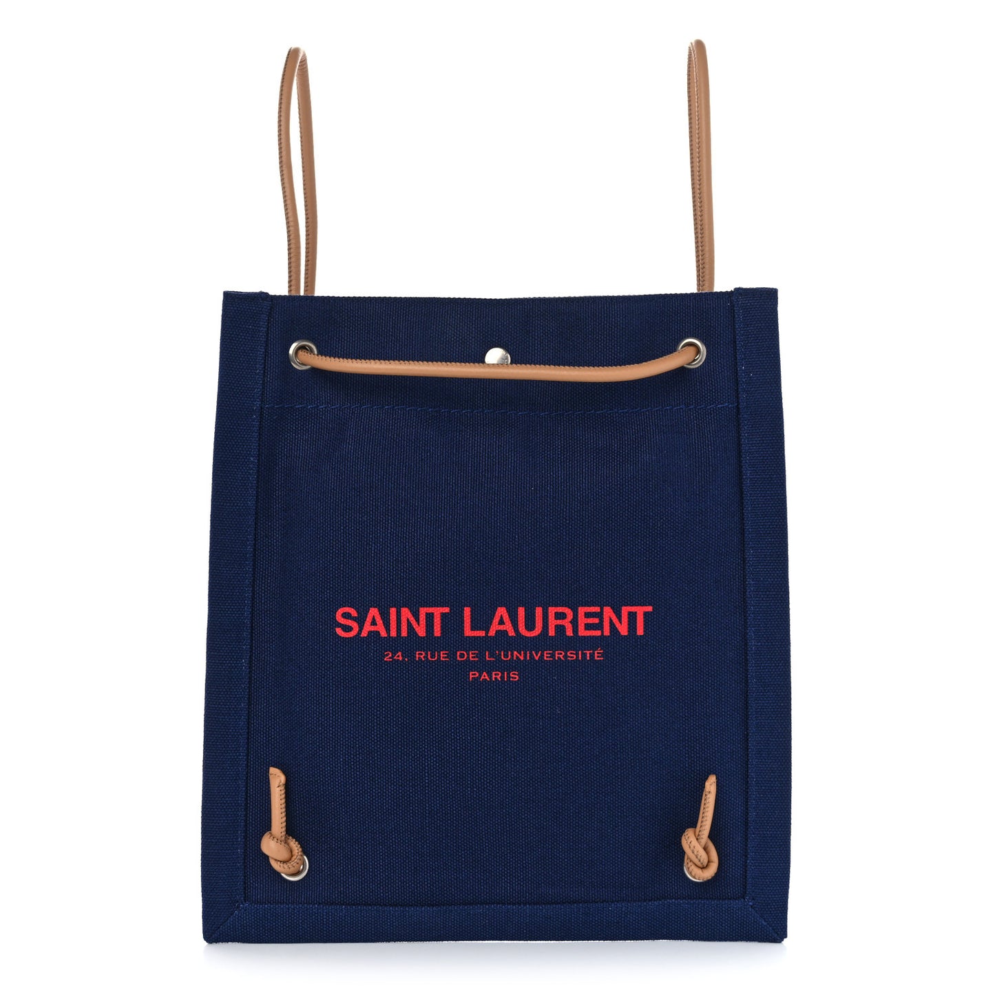 Linen Calfskin Rive Gauche Backpack Blue Rouge Eros