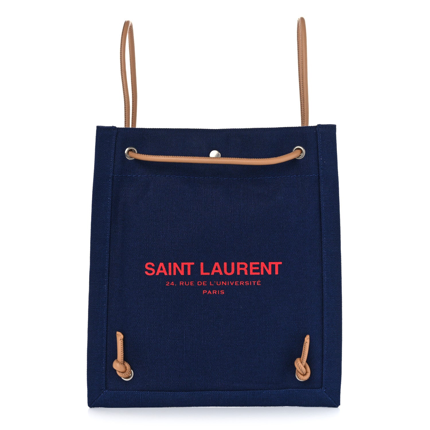 Saint Laurent Linen Calfskin Rive Gauche Backpack Blue Rouge Eros 1 of 10