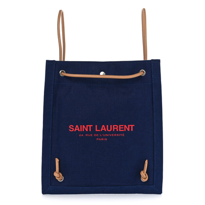 Saint Laurent Linen Calfskin Rive Gauche Backpack Blue Rouge Eros 1 of 10