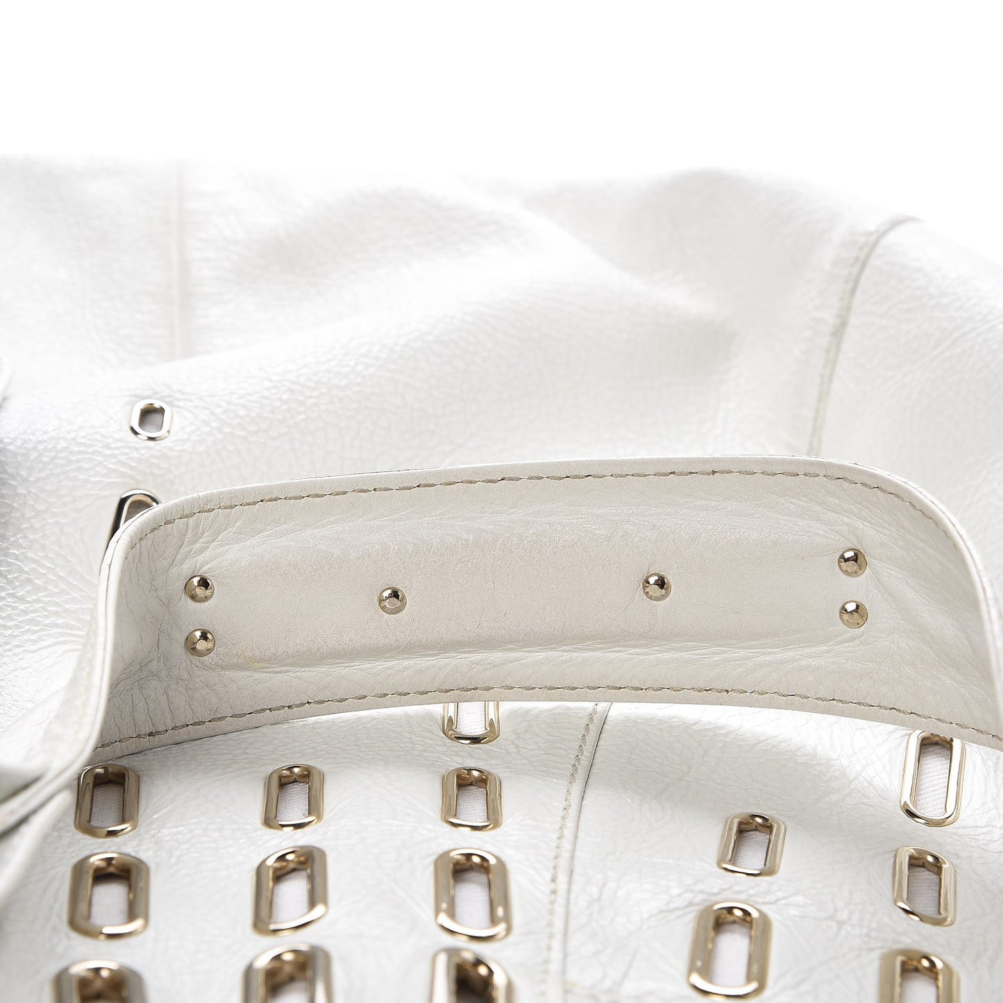 Calfskin Grommet Khan Hobo White