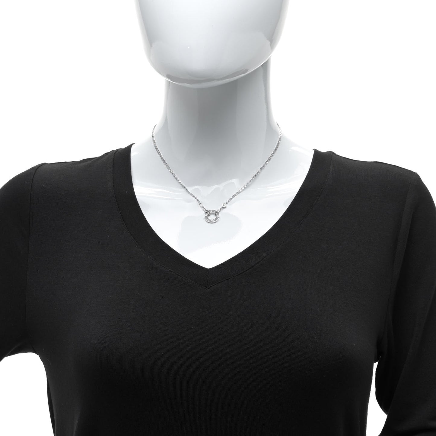 18K White Gold 2 Diamond LOVE Necklace