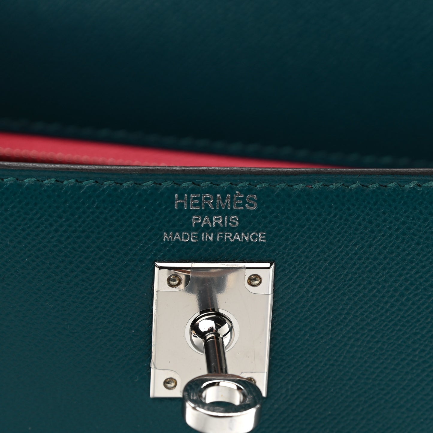 Madame Calfskin Verso Kelly Sellier 25 Vert Bosphore Rose Lipstick