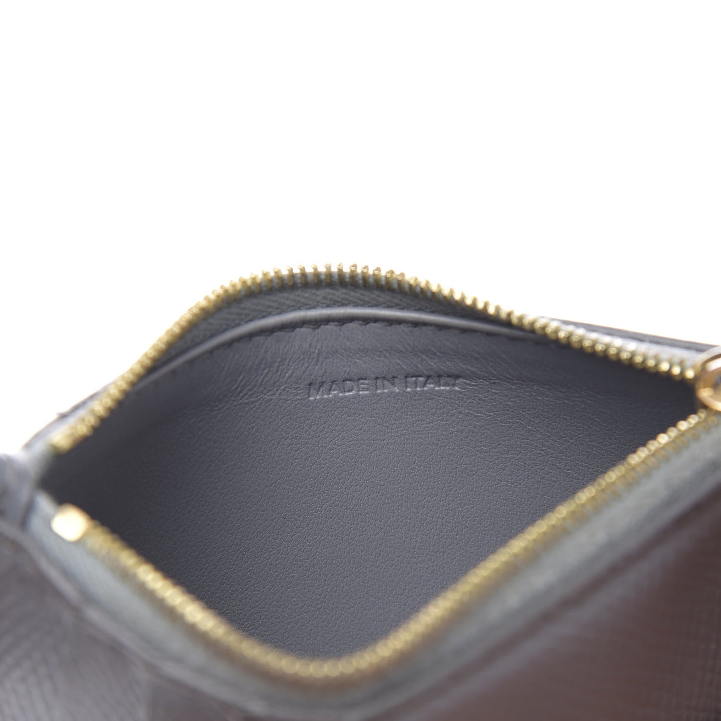 Grained Calfskin Zipped Card Holder Medium Grey