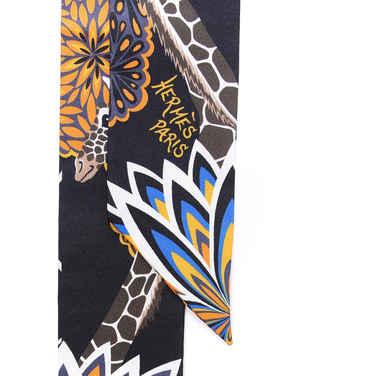 Hermes Silk Three Graces Twilly Black Gold Taupe 2 of 4