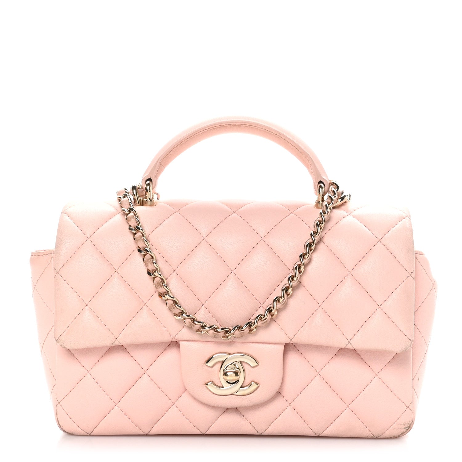Chanel Lambskin Quilted Mini Top Handle Rectangular Flap Light Pink 1 of 14