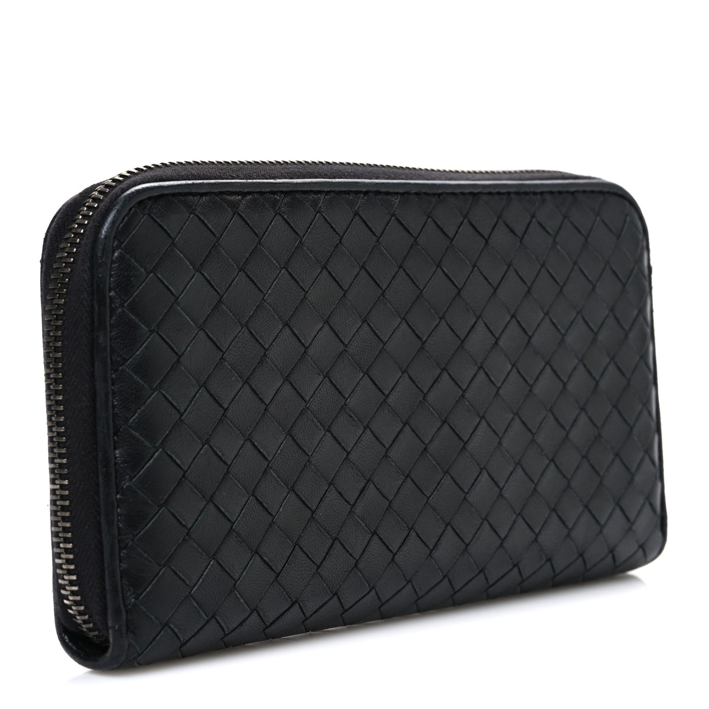 Nappa Intrecciato Zip Around Wallet Black