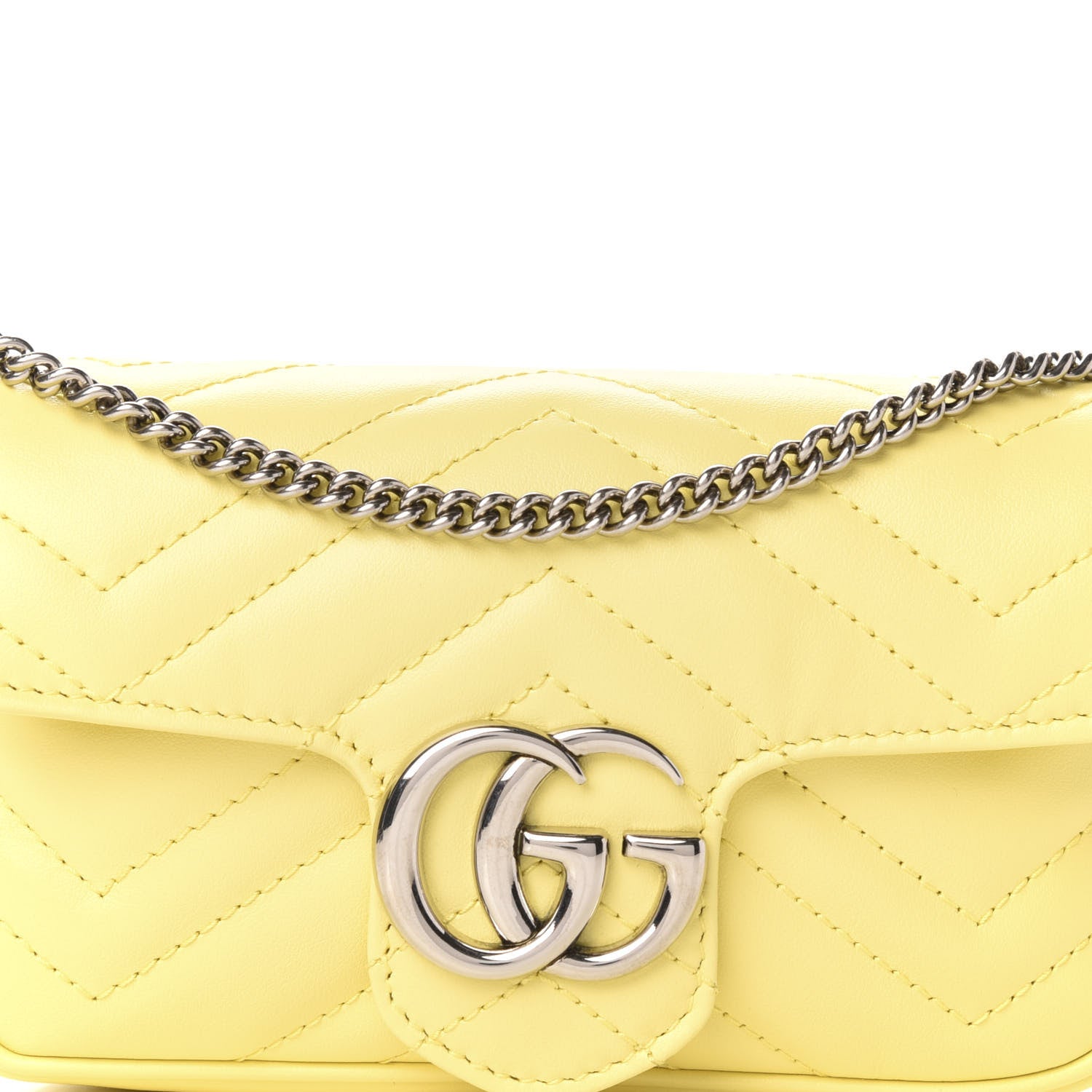 Gucci Calfskin Matelasse Super Mini GG Marmont Shoulder Bag Banana 10 of 11