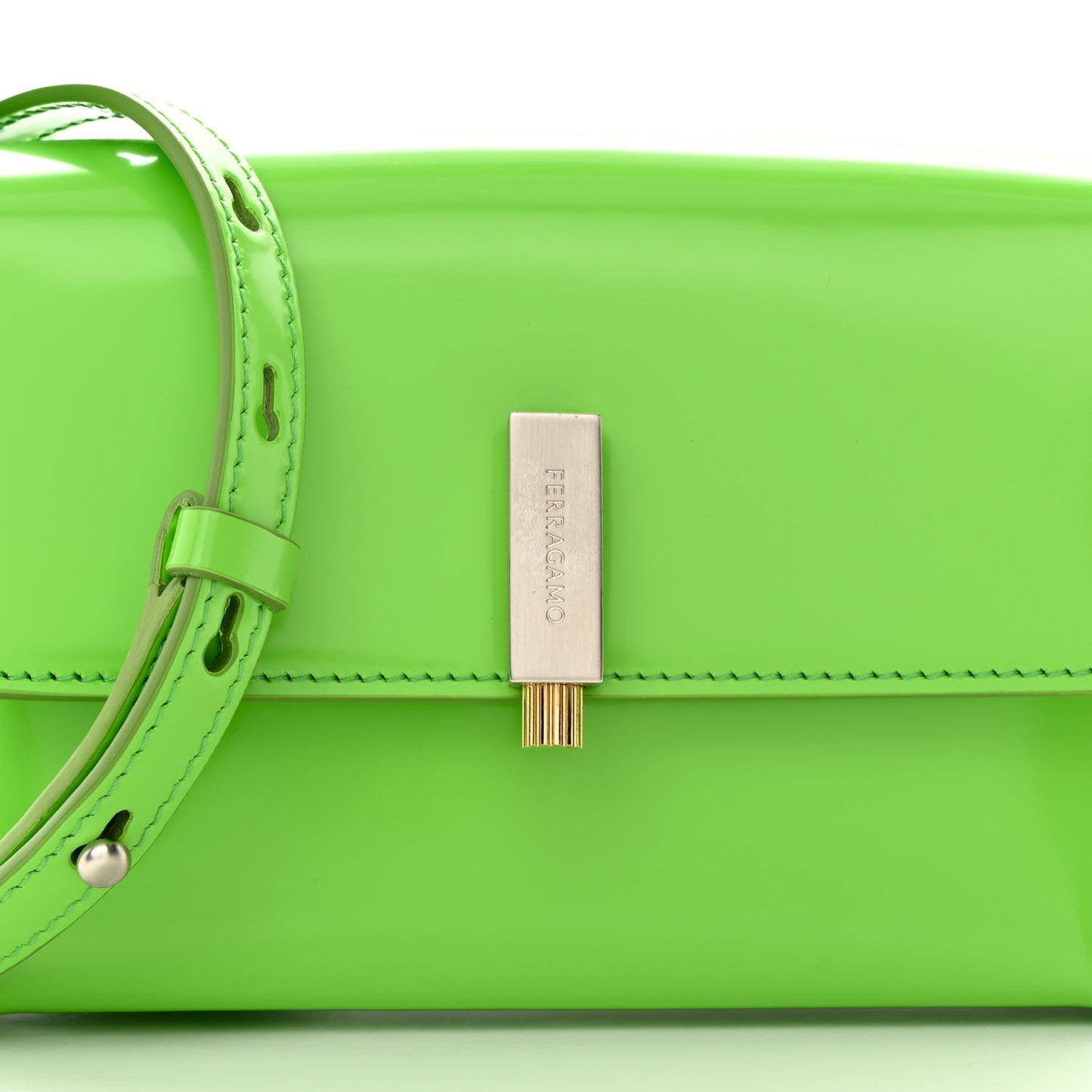 Calfskin Geometric Shoulder Bag Green
