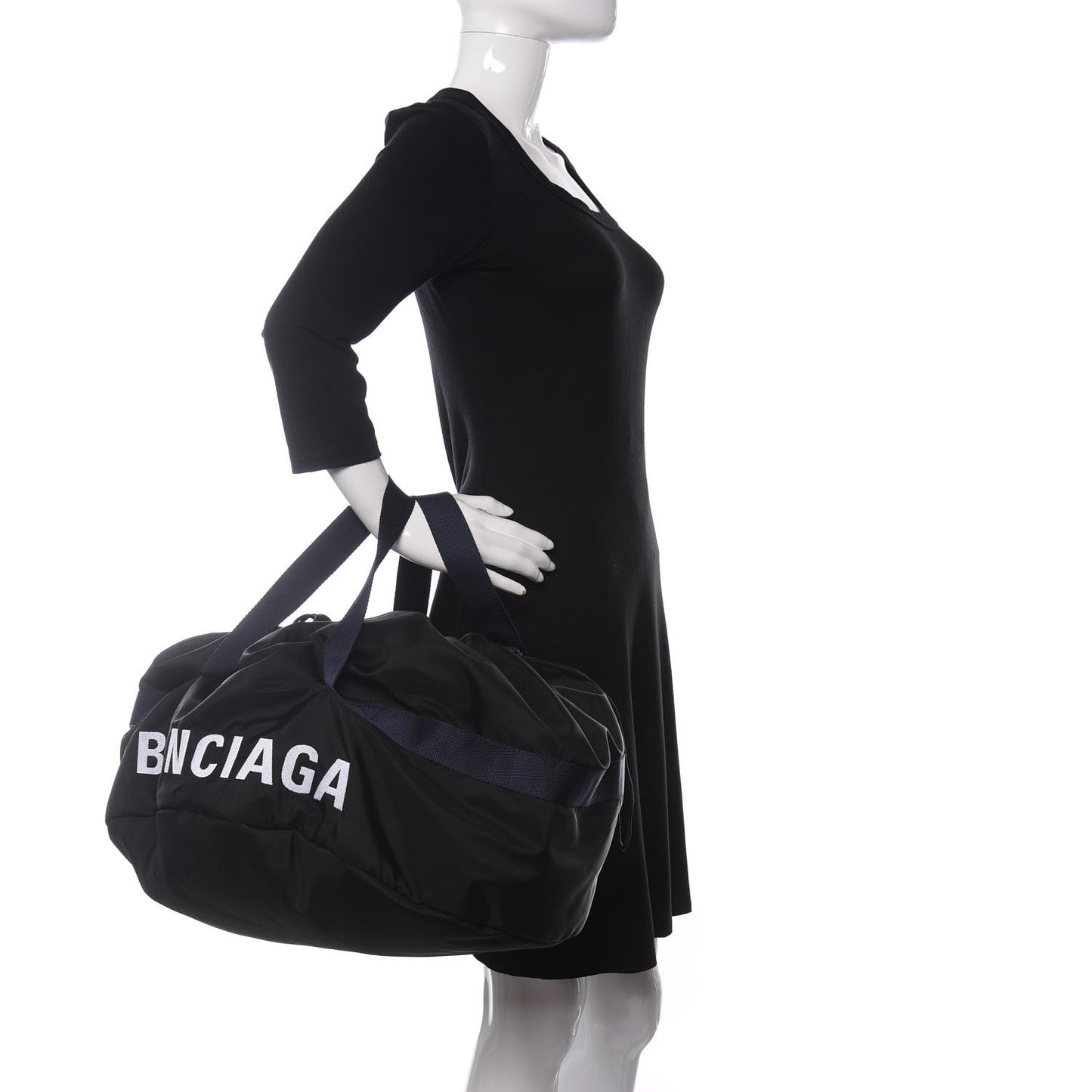 Textured Sport Nylon Logo Embroidered S Wheel Gym Bag Black Bleu Navy