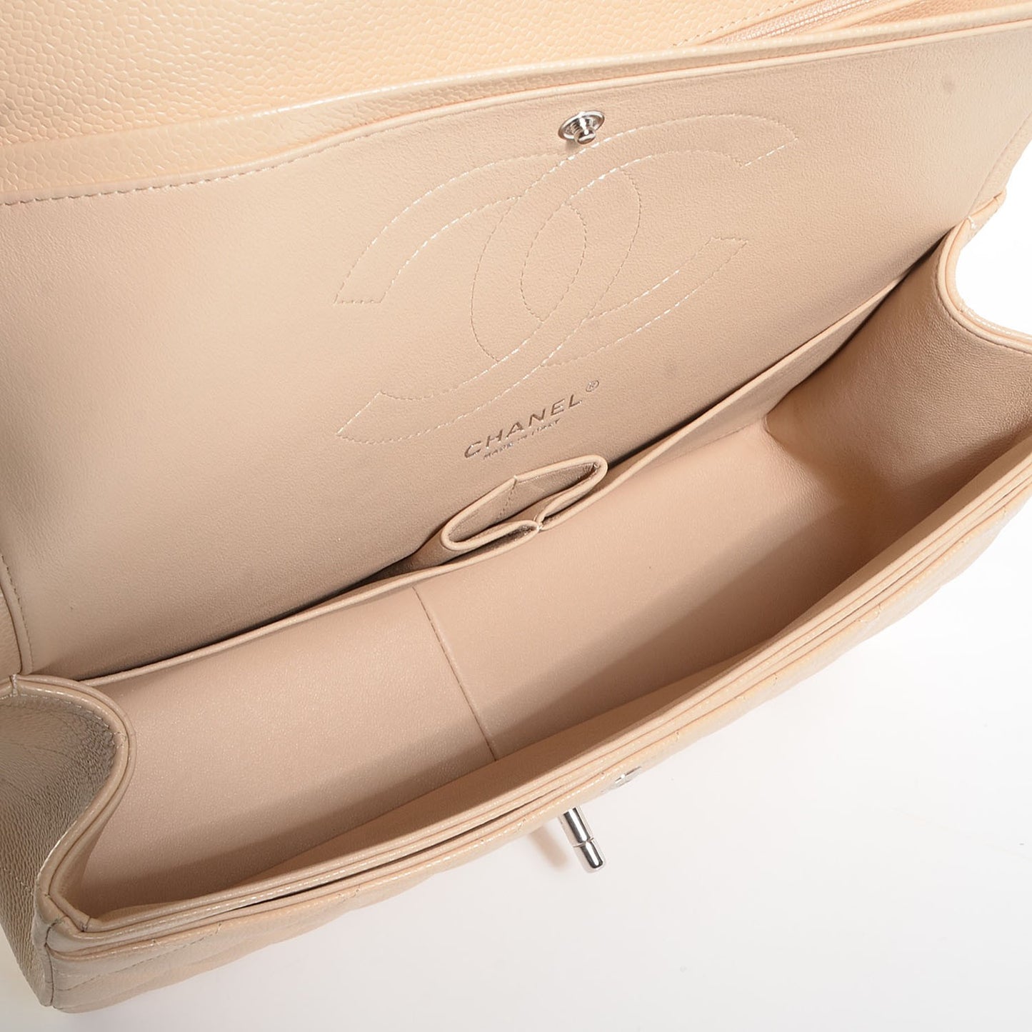 Caviar Jumbo Double Flap Light Beige