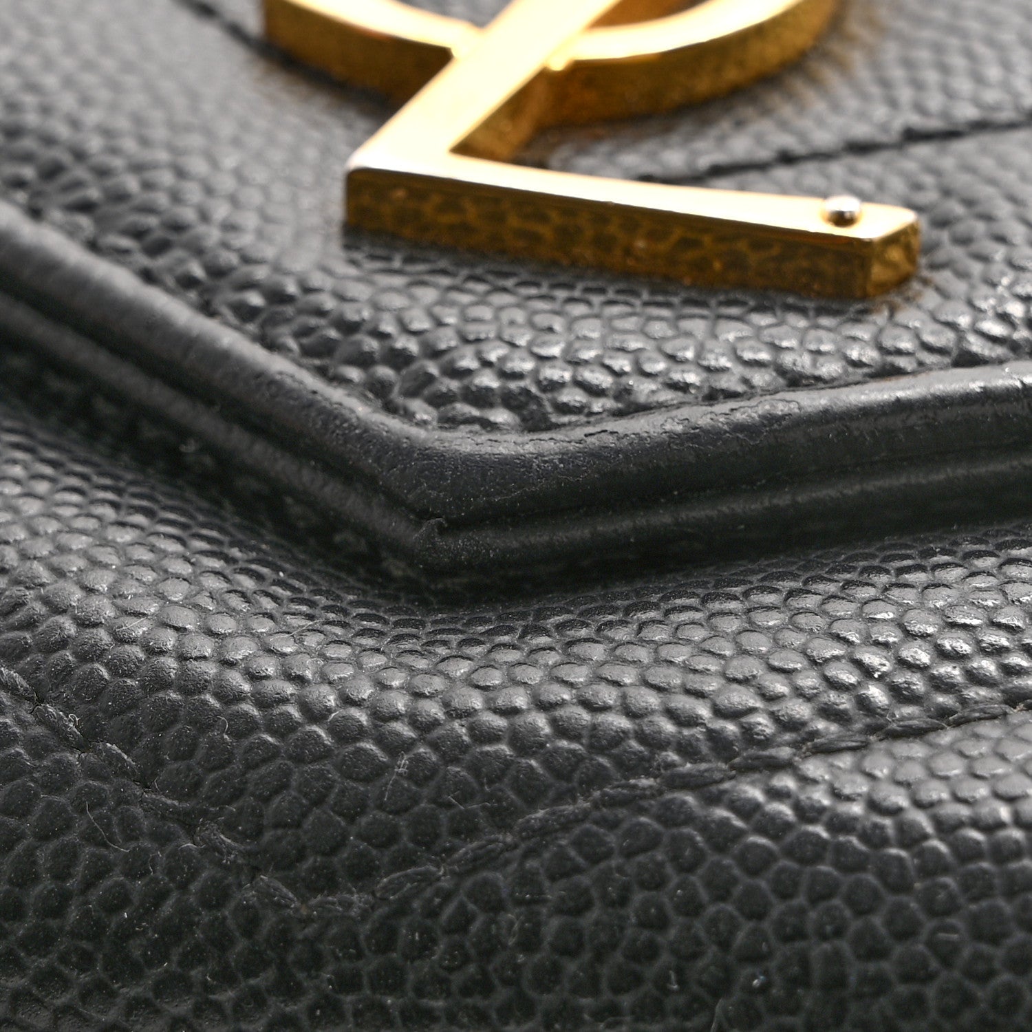 Saint Laurent Grain De Poudre Matelasse Chevron Monogram Flap Wallet Black 8 of 11