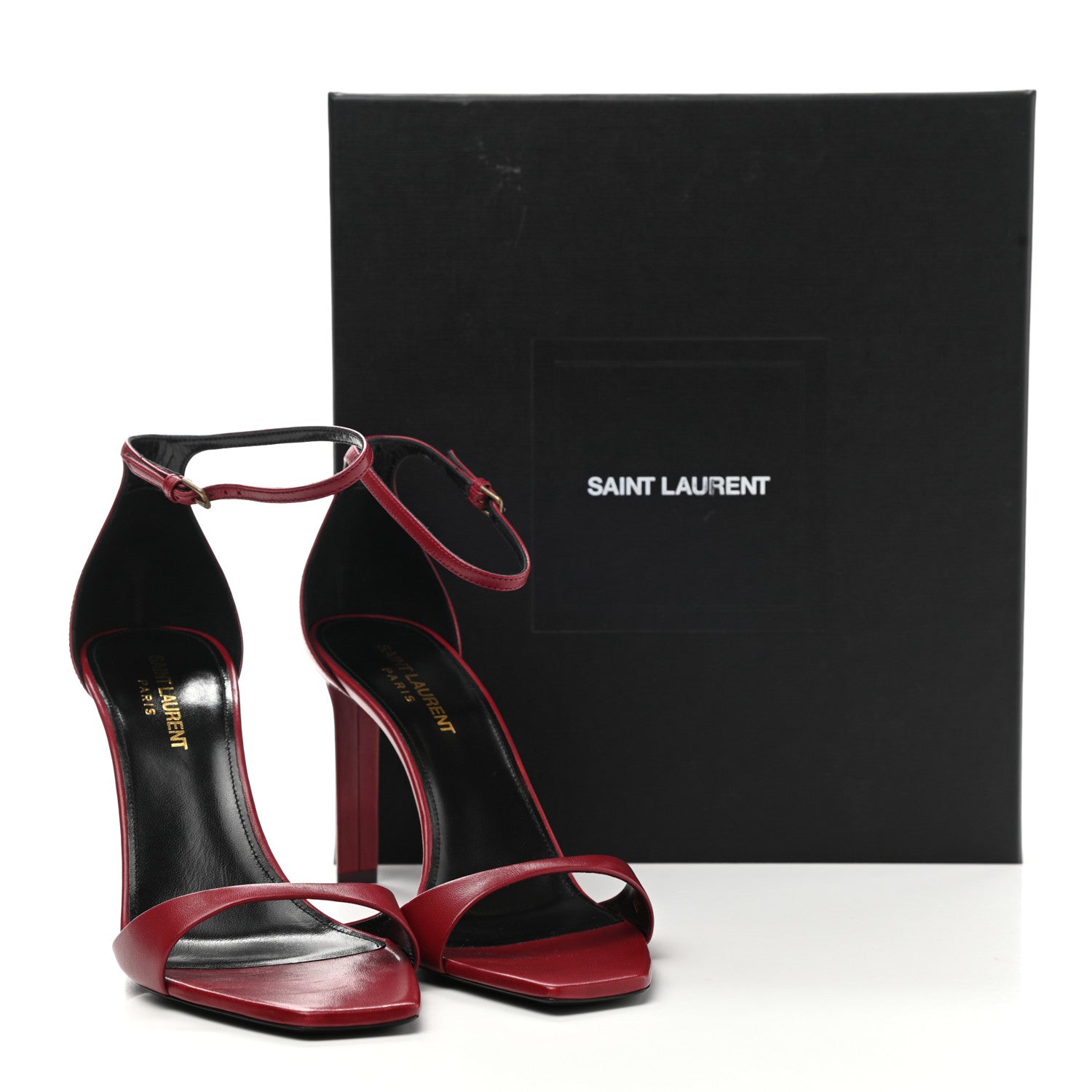 Saint Laurent Smooth Calfskin Bea 90 Ankle Strap Sandals 38.5 Opyum Red 9 of 9