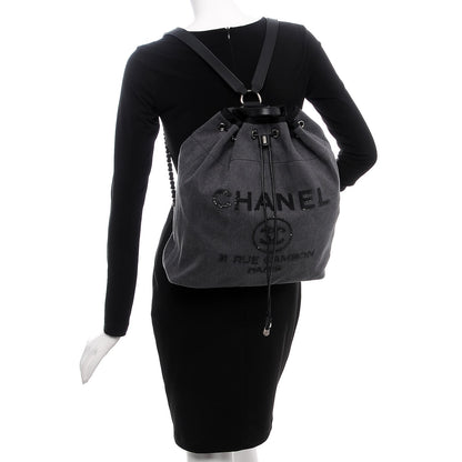 Chanel Canvas Sequin Large Deauville Backpack Charcoal 2 of 7
