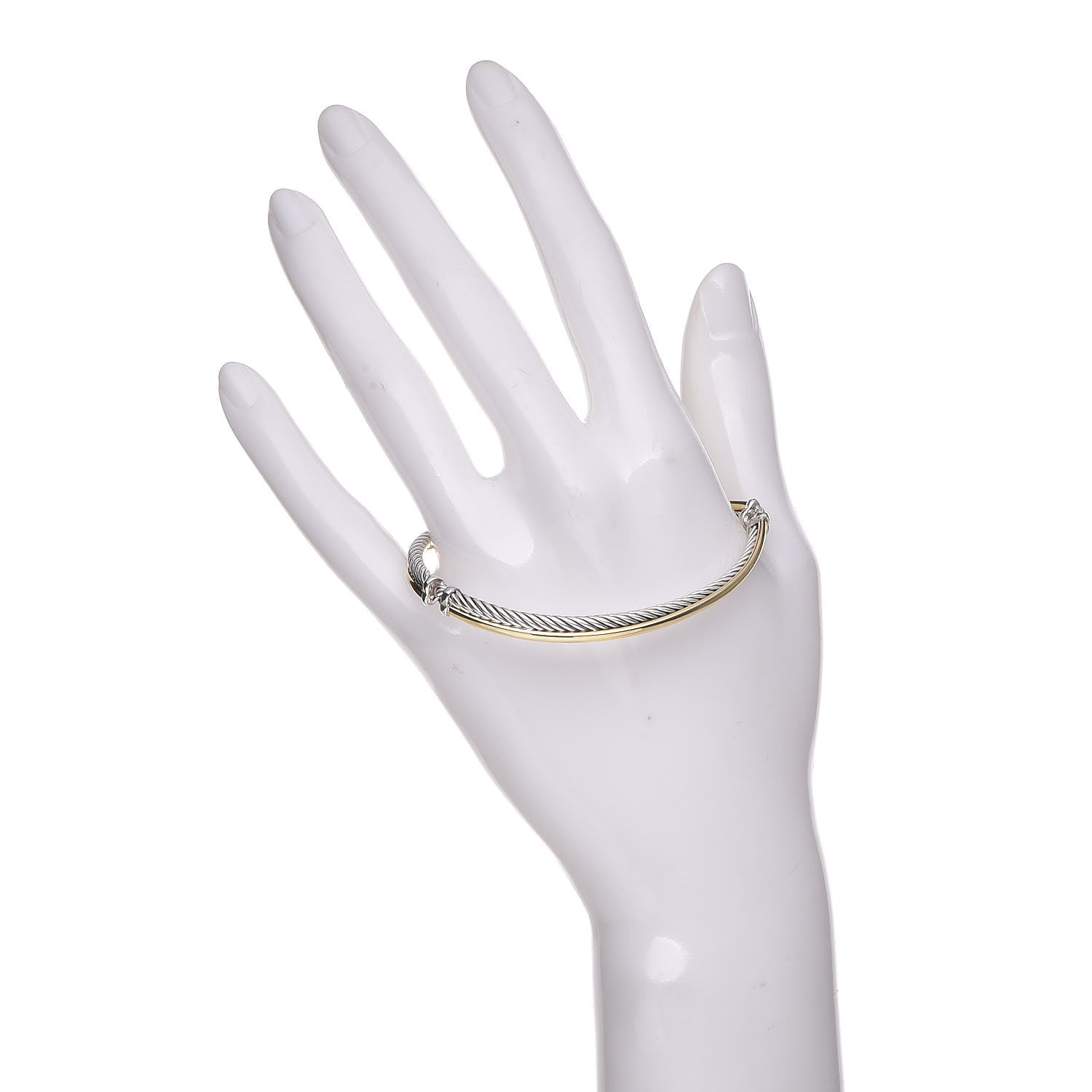 David Yurman Sterling Silver 18K Yellow Gold 3mm Crossover Bracelet 2 of 6