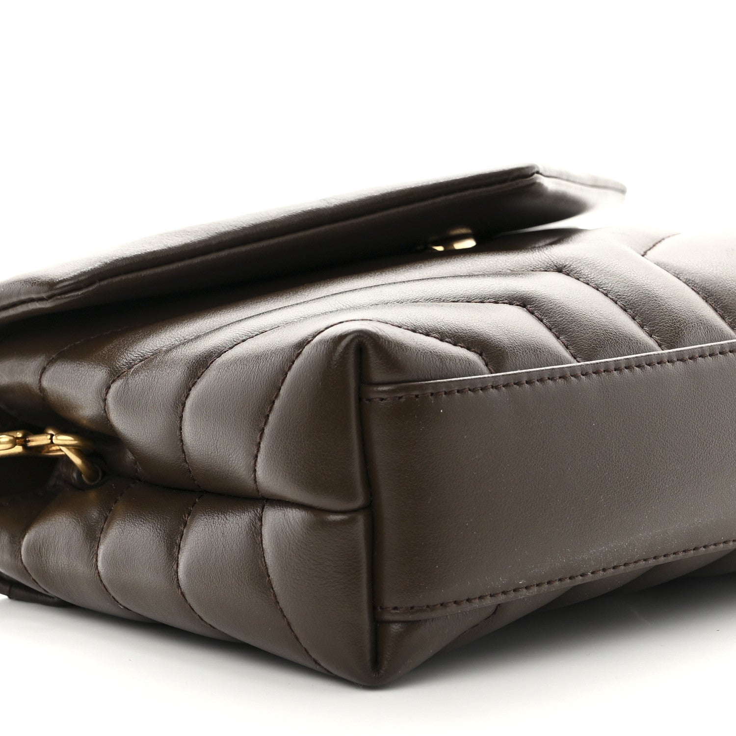 Saint Laurent Calfskin Y Quilted Monogram Toy Loulou Crossbody Bag Soil Brown 10 of 11