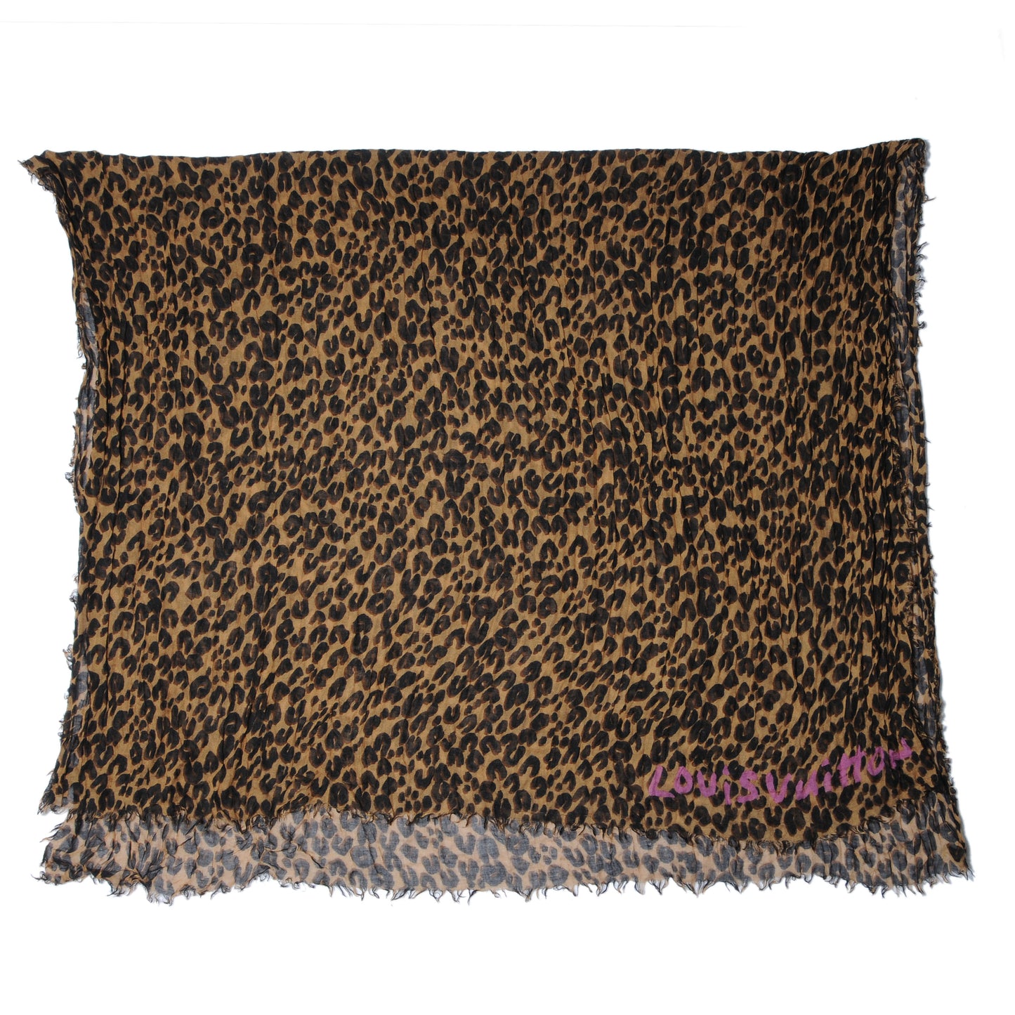 Cashmere Silk Leopard Stole Brown