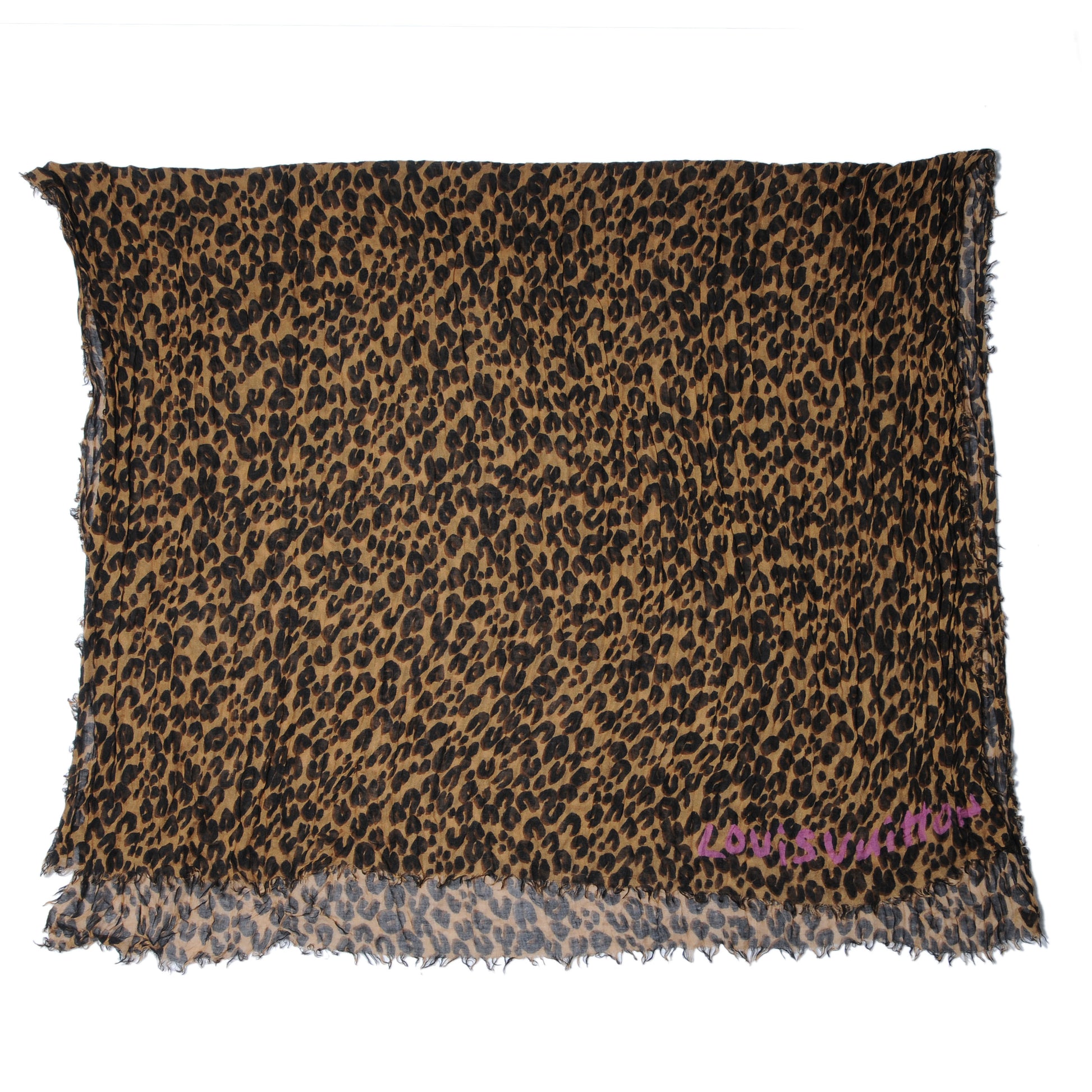 Louis Vuitton Cashmere Silk Leopard Stole Brown 3 of 6