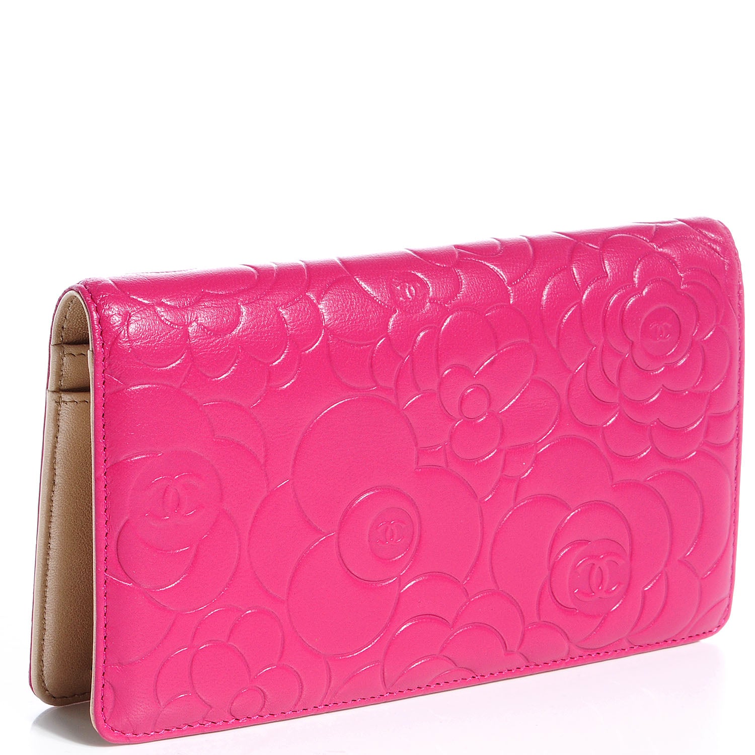 Chanel Leather Camellia Yen Wallet Fuchsia 3 of 8