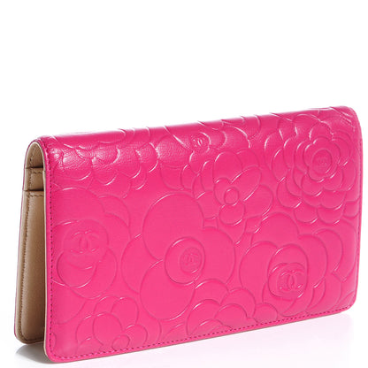 Chanel Leather Camellia Yen Wallet Fuchsia 3 of 8