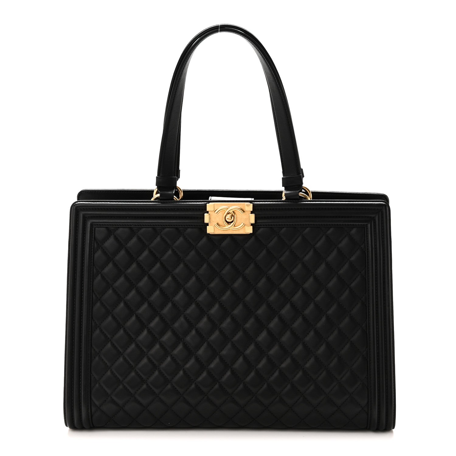 Chanel Calfskin Quilted Boy Shopping Tote Black 1 of 10