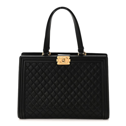 Chanel Calfskin Quilted Boy Shopping Tote Black 1 of 10