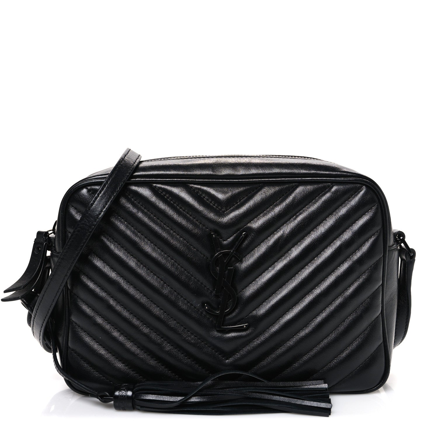 Saint Laurent Calfskin Matelasse Monogram Monochrome Lou Camera Bag Black 1 of 12