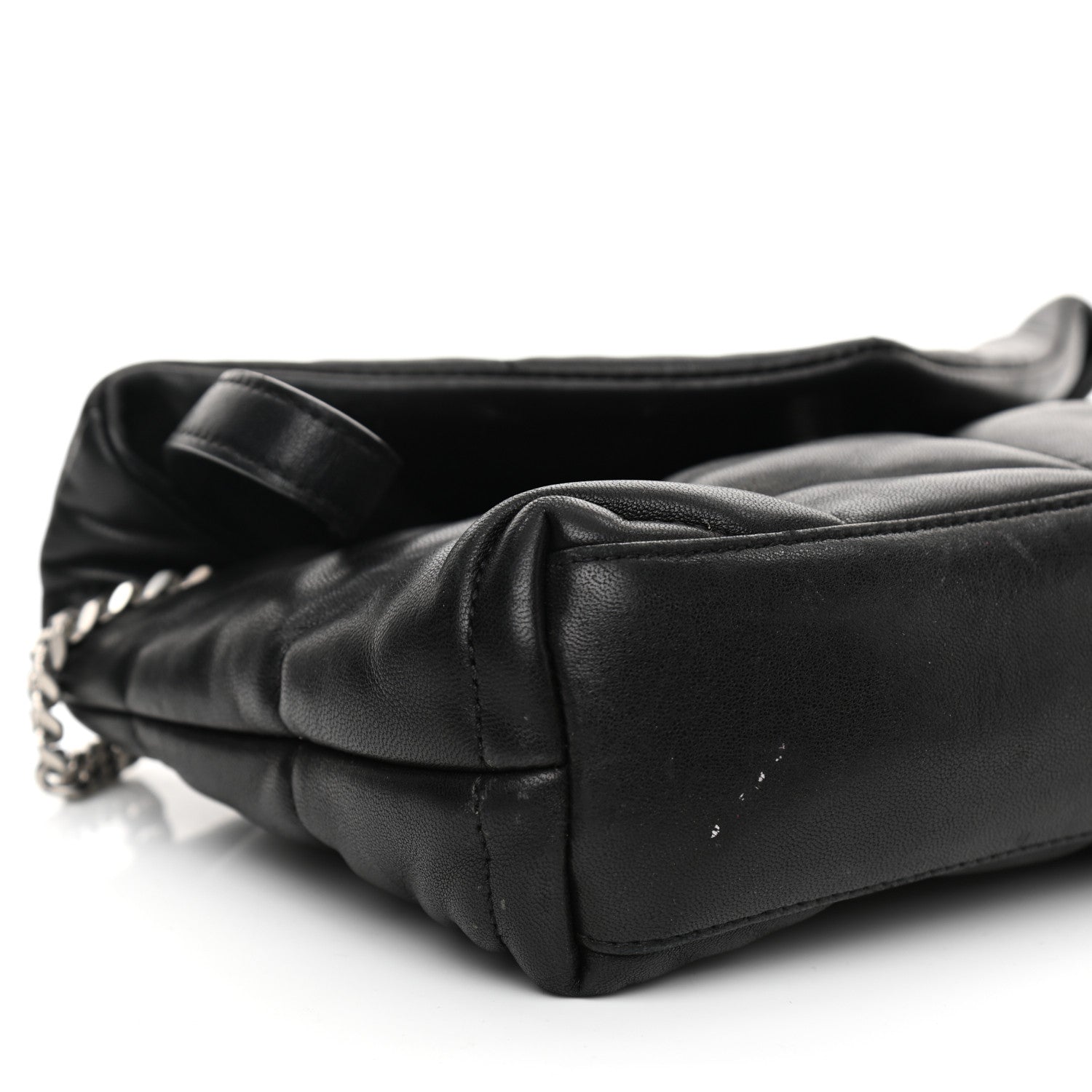 Saint Laurent Lambskin Quilted Toy Loulou Puffer Monogram Chain Satchel Black 8 of 13