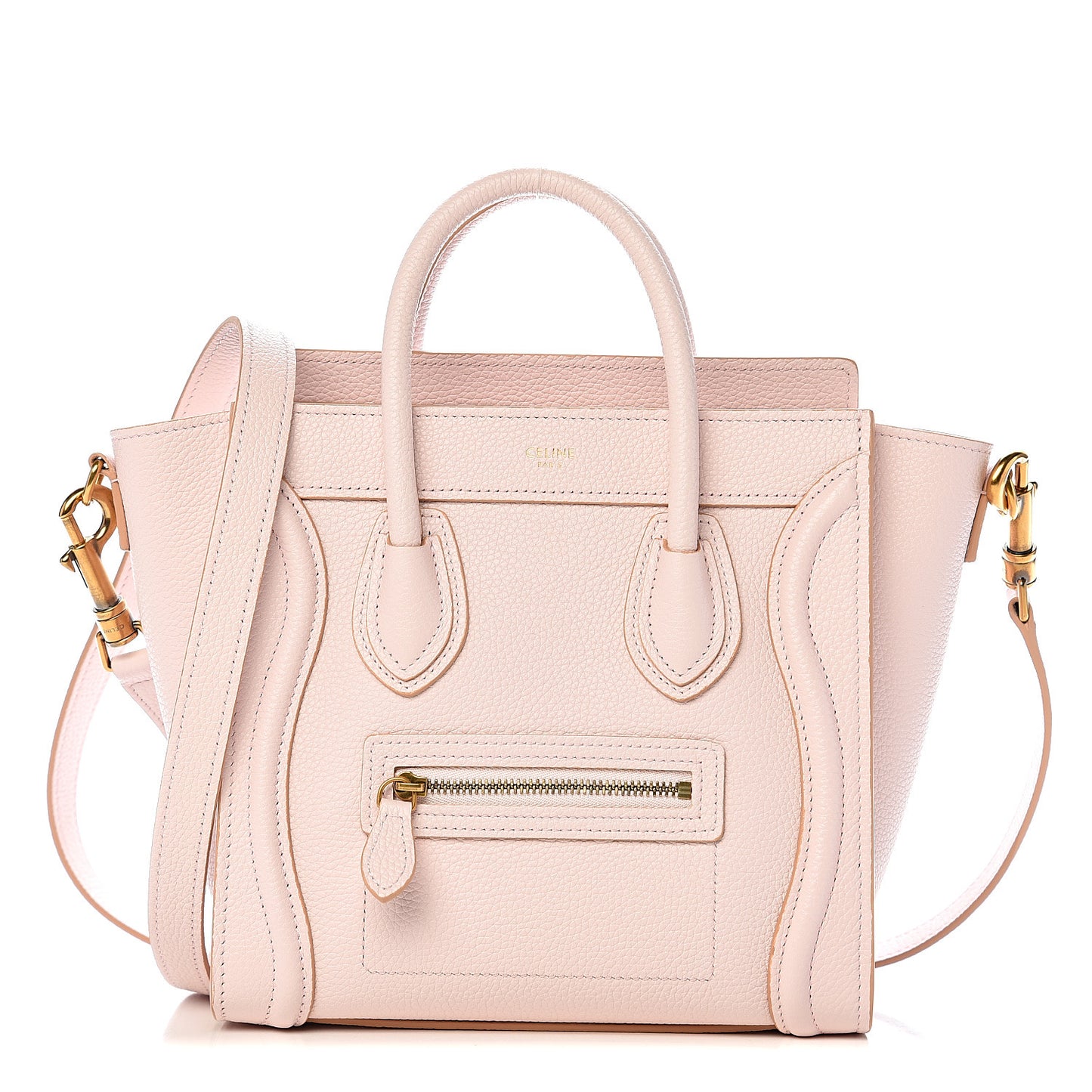 Drummed Calfskin Nano Luggage Pale Pink