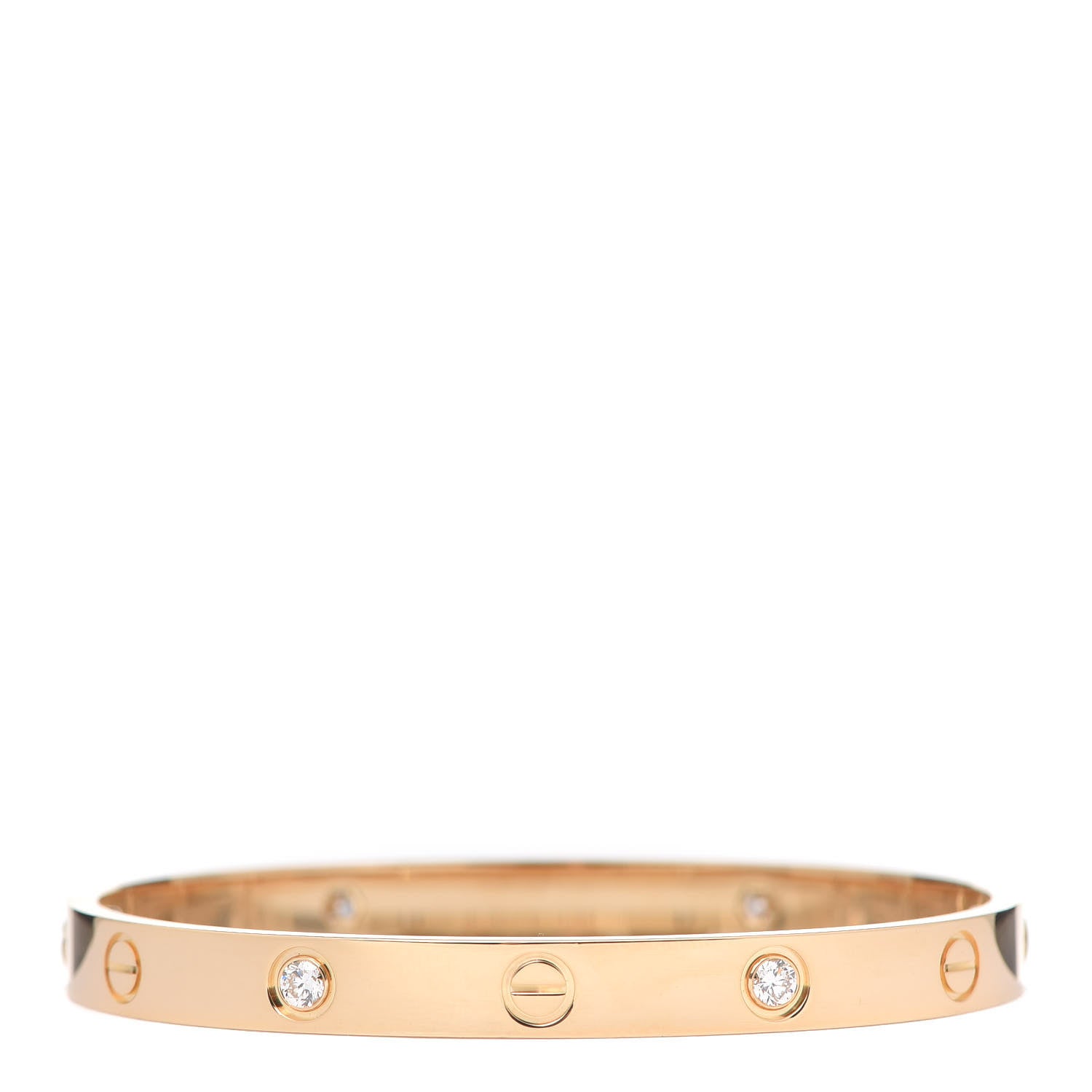Cartier 18K Yellow Gold 4 Diamond LOVE Bracelet 17 1 of 8