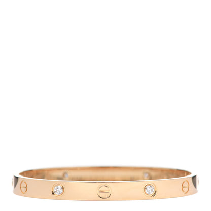 Cartier 18K Yellow Gold 4 Diamond LOVE Bracelet 17 1 of 8