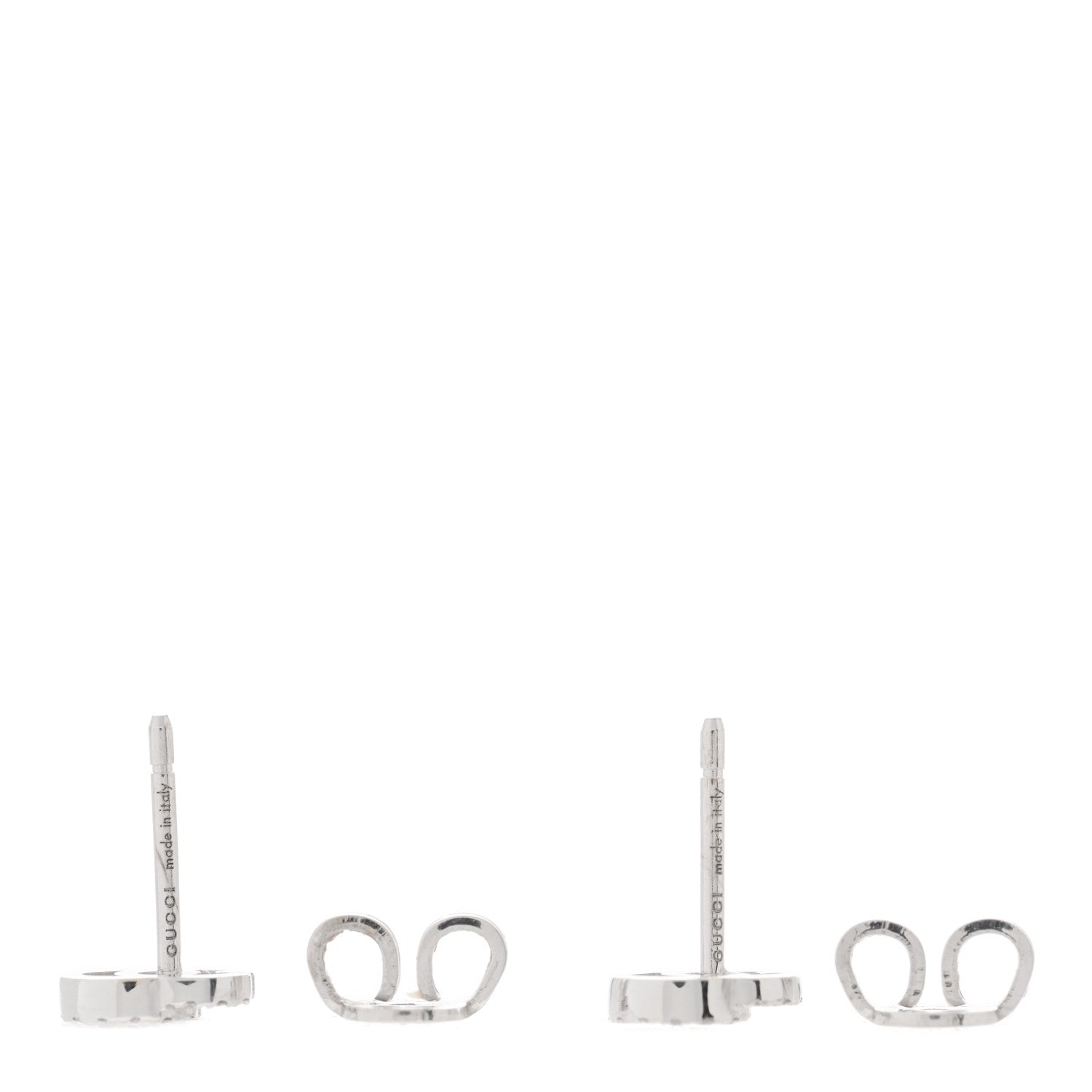 Gucci 18K White Gold Diamond Mini Running G Earrings 3 of 4