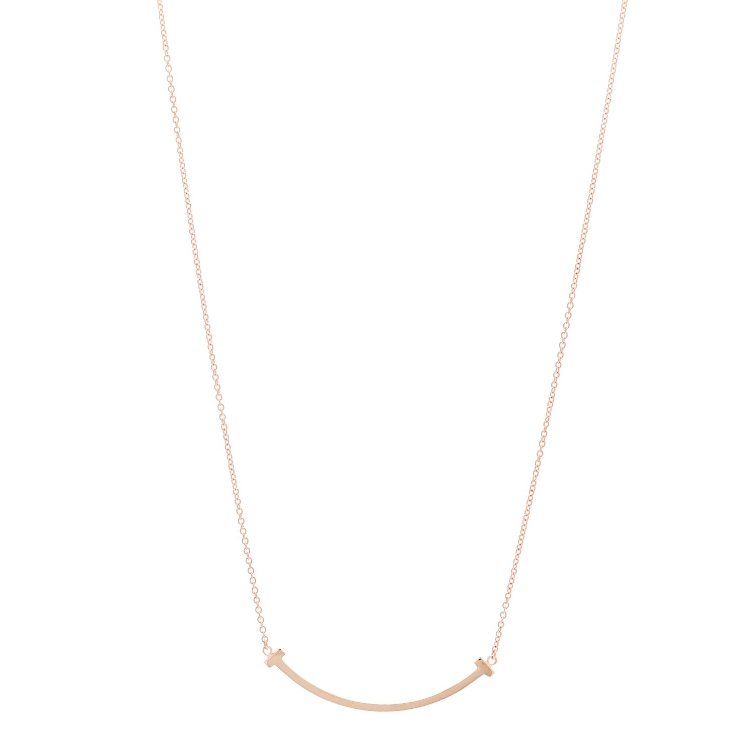 Tiffany 18K Rose Gold Small T Smile Pendant Necklace 1 of 4