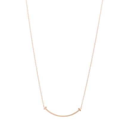 Tiffany 18K Rose Gold Small T Smile Pendant Necklace 1 of 4