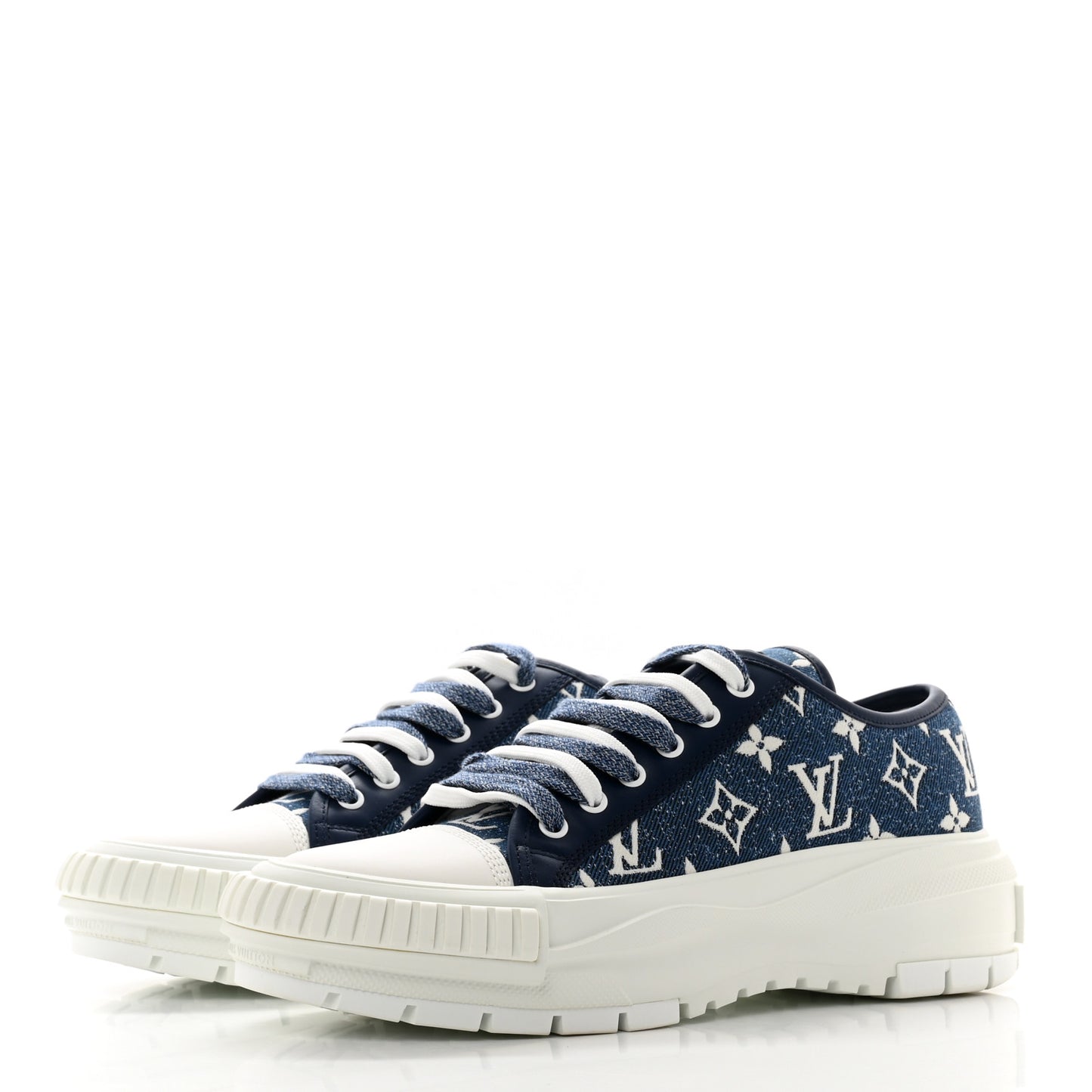 Denim Monogram Squad Sneakers 40 Marine