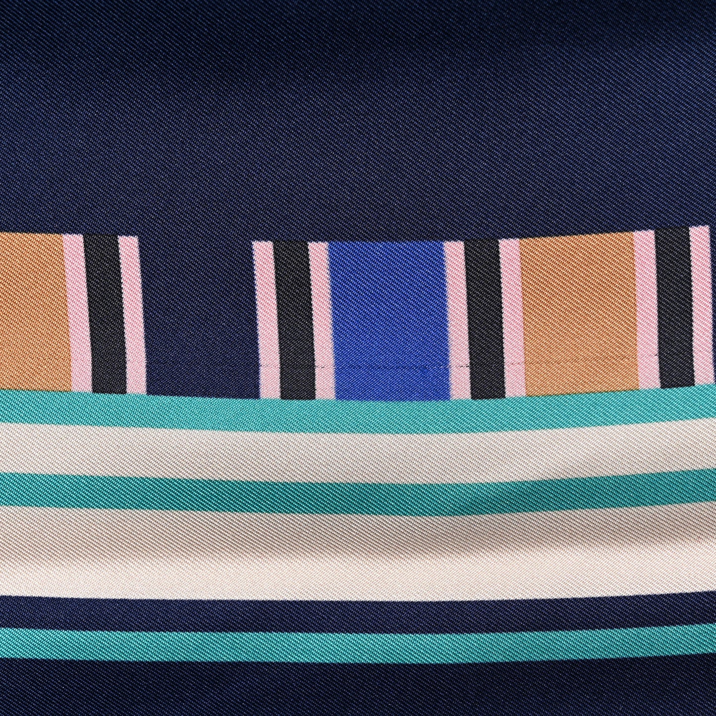 Silk CC Square Scarf Navy Multicolor