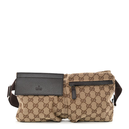Gucci GG Monogram Double Pocket Belt Bag Dark Brown 1 of 13