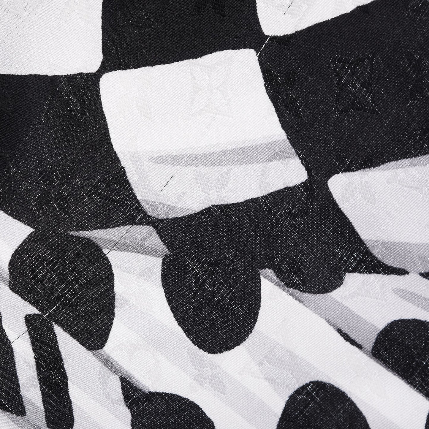 Silk Wool Graphic Flower Scarf Black