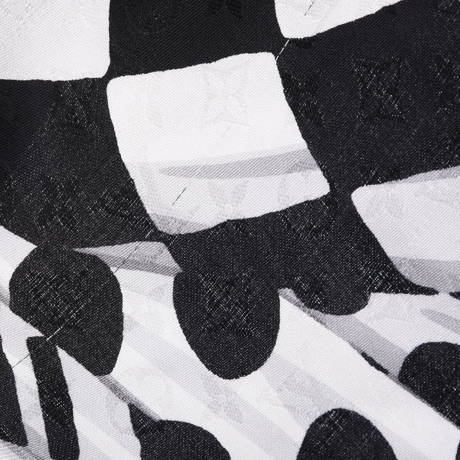 Louis Vuitton Silk Wool Graphic Flower Scarf Black 9 of 12