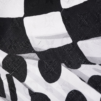 Louis Vuitton Silk Wool Graphic Flower Scarf Black 9 of 12