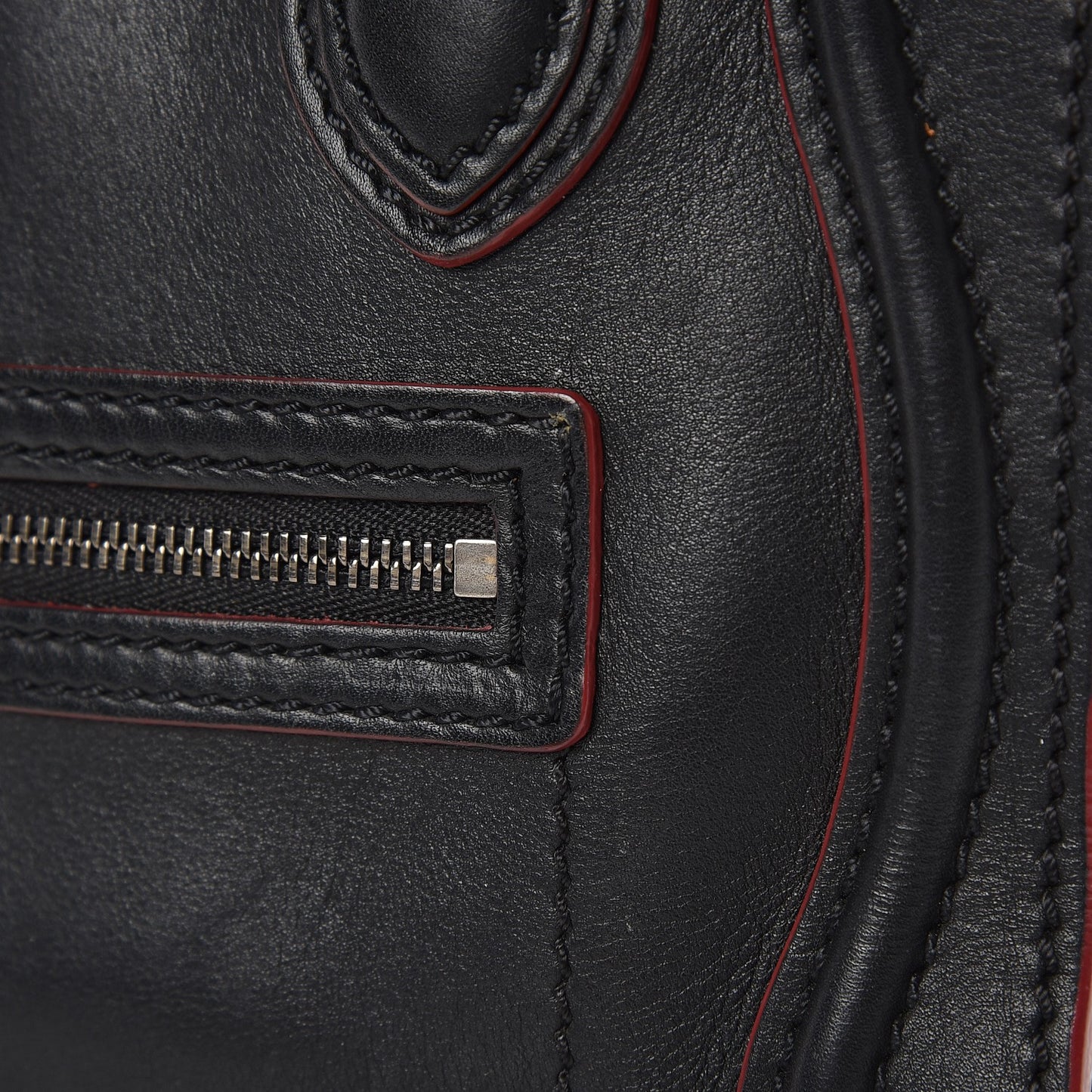 Smooth Calfskin Nano Luggage Black Red