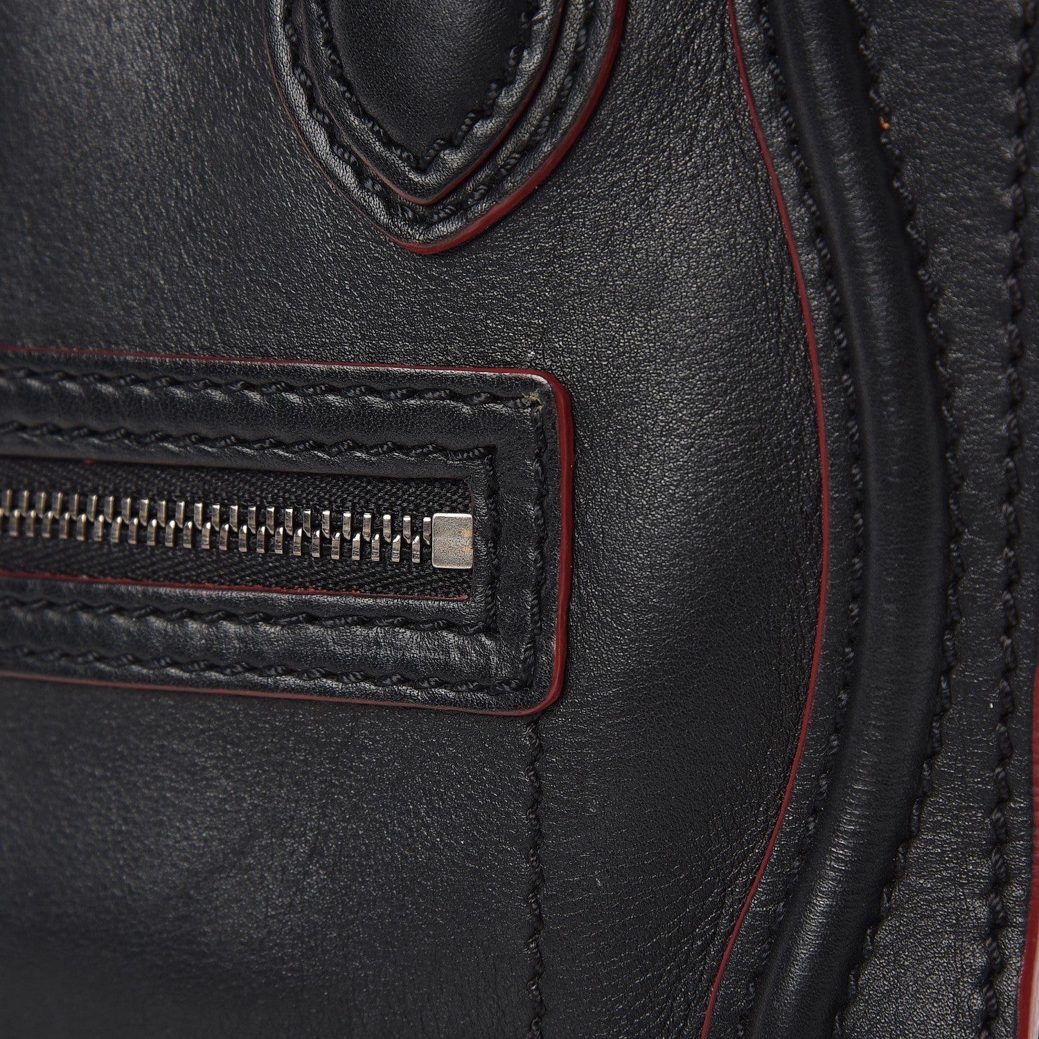 Celine Smooth Calfskin Nano Luggage Black Red 11 of 13